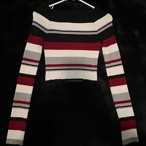 Active USA Black and Cream Ribbed Sweater